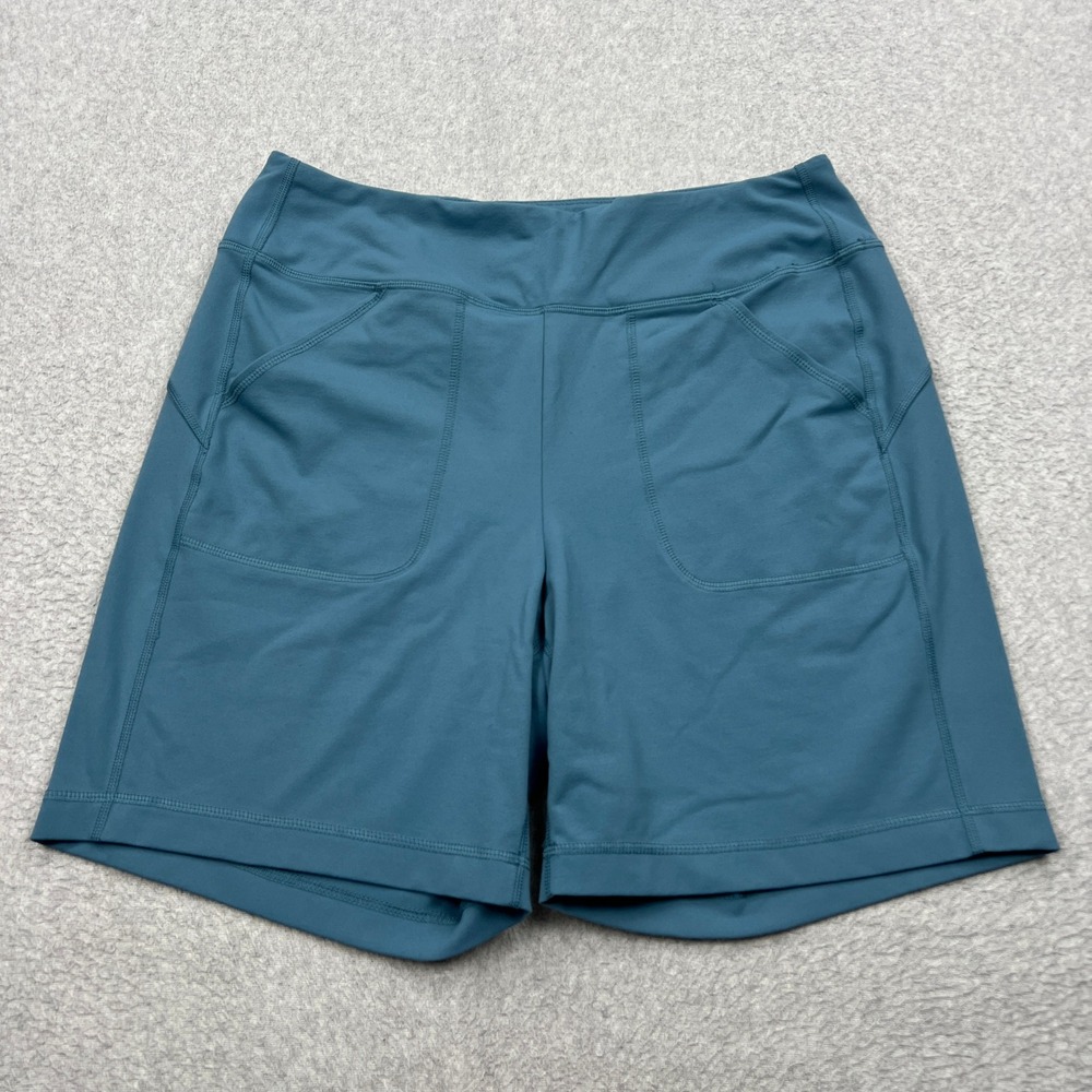 Duluth Trading Co NoGA Classic 7" Shorts Womens Medium Blue Pull On Stretch Yoga